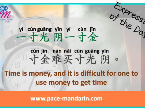 yí cùn guāng yīn yí cùn jīn, cùn jīn nán mǎi cùn guāng yīn 一寸光阴一寸金，寸金难买寸光阴 Time is money, and it is difficult for one to use money to get time